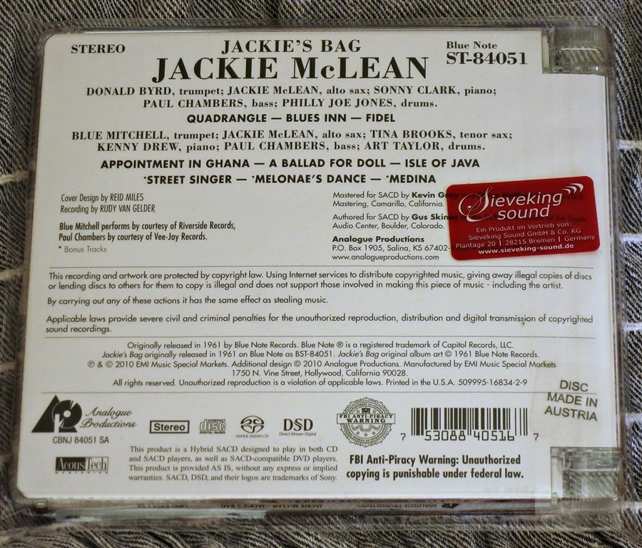 HighFidelity - just music - jackie mclean - jackie's bag (hybrid sacd)