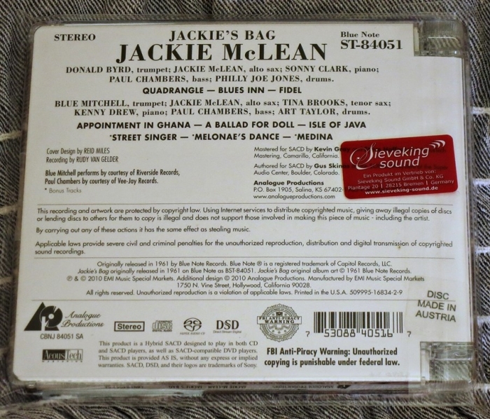 jackie mclean - jackie's bag (hybrid sacd)